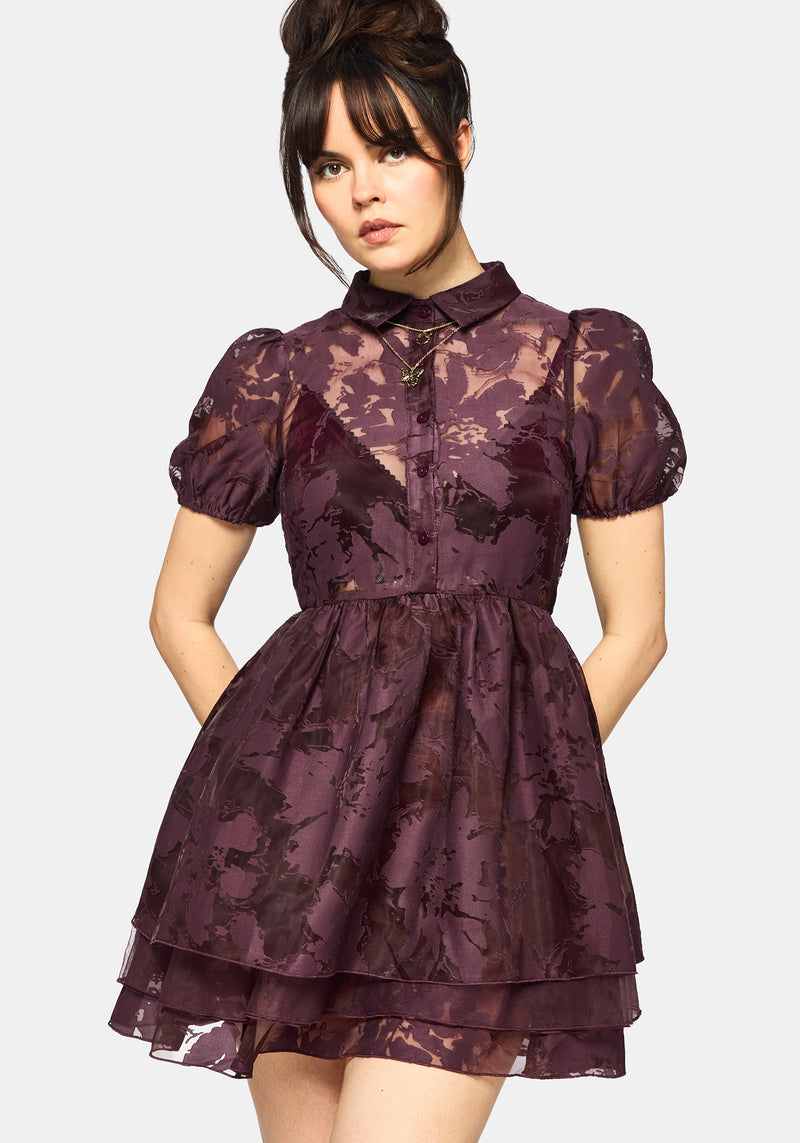 Spectre Layered Mini Shirt Dress - Burgundy