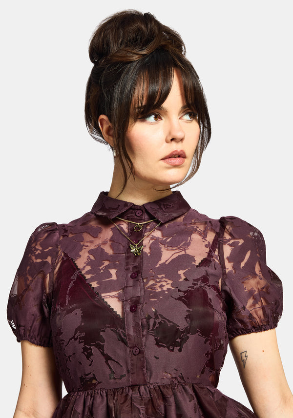 Spectre Layered Mini Shirt Dress - Burgundy