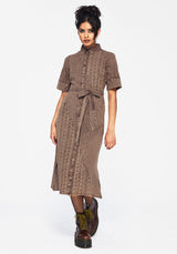 Summerisle Cotton Broderie Detail Tie Wrap Midi Shirt Dress
