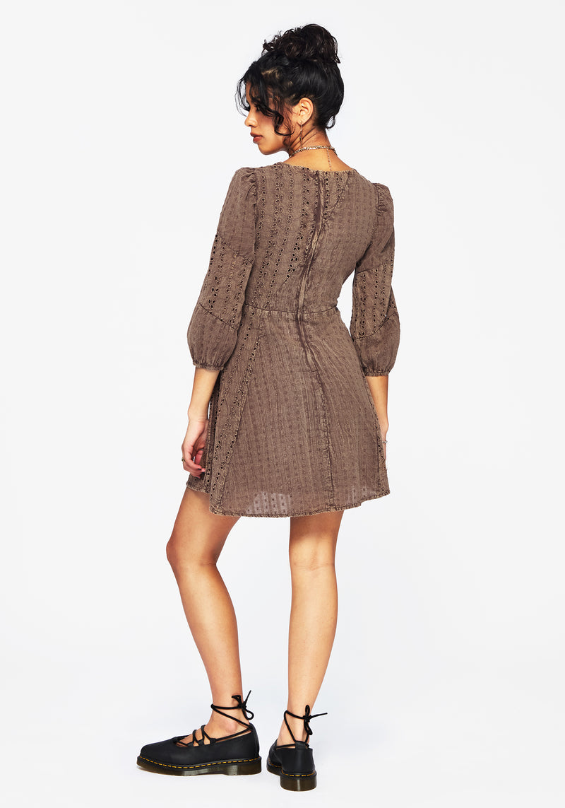 Summerisle Cotton Broderie Detail Mini Smock Dress