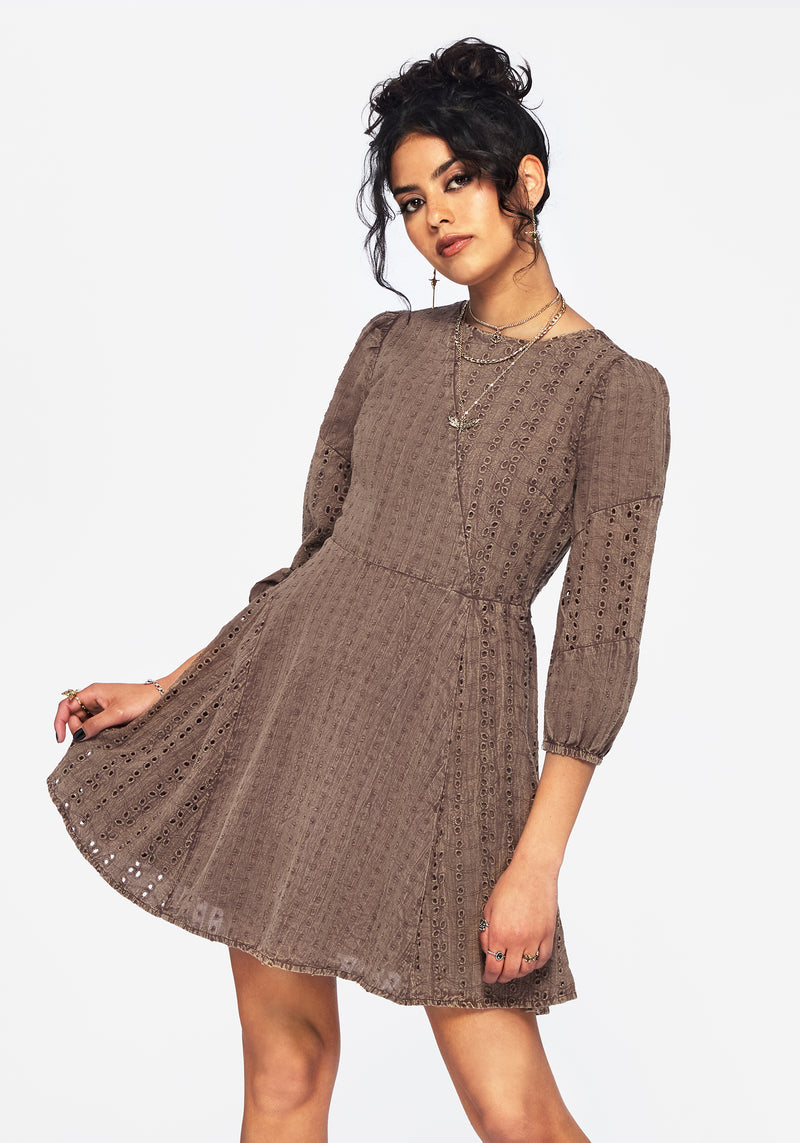 Summerisle Cotton Broderie Detail Mini Smock Dress