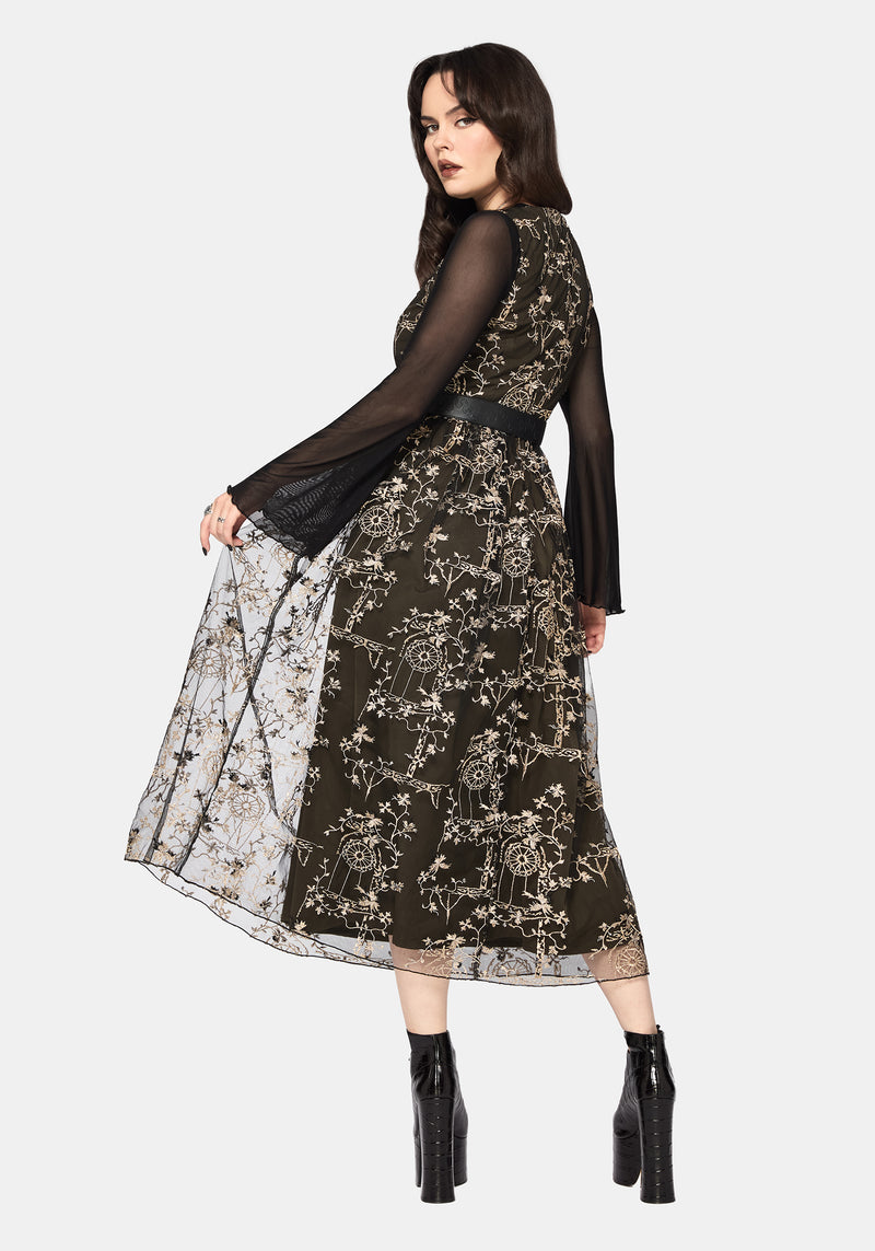 Stellar Vine Embroidery Midaxi Dress
