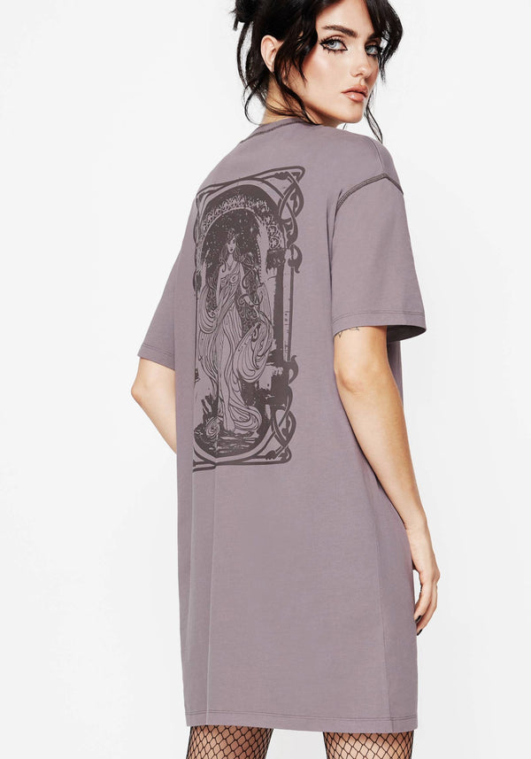 Saria Cotton Goddess Printed Jersey Tee Dress