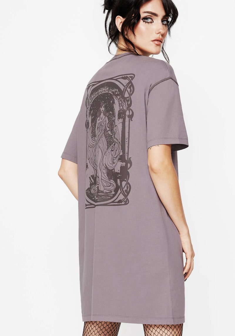 Saria Cotton Goddess Printed Jersey Tee Dress