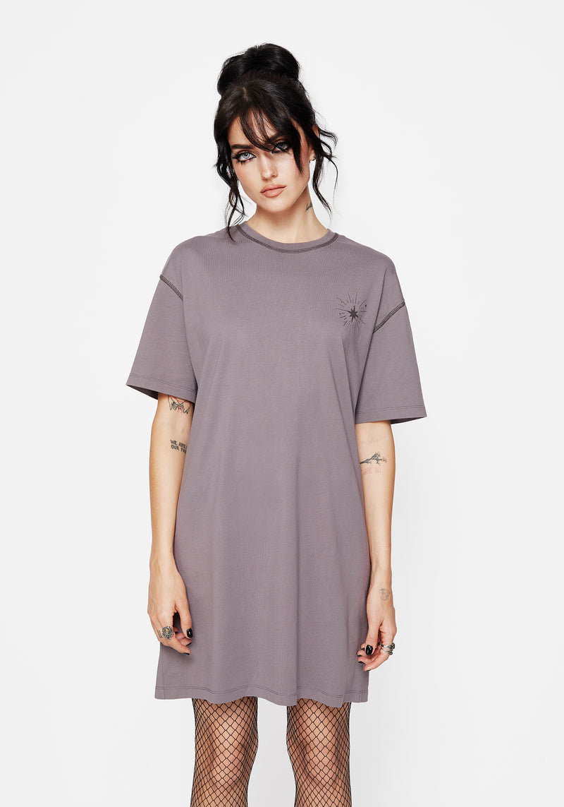 Saria Cotton Goddess Printed Jersey Tee Dress