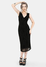 Disrupt Dragon Flocked Mesh Sleeveless Midi Dress