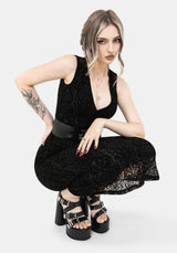 Disrupt Dragon Flocked Mesh Sleeveless Midi Dress