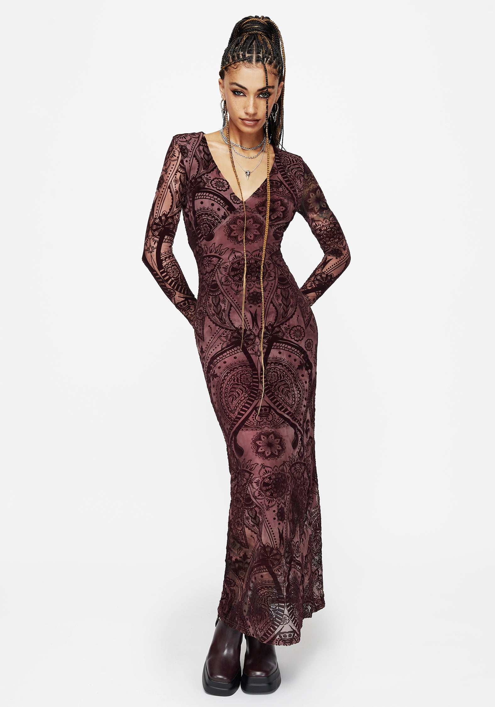 Loveday Paisley Printed Long Sleeve Midi Dress