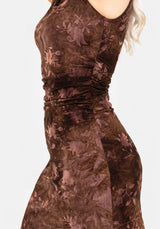 Serenade High Neck Ruched Floral Midaxi Dress