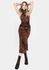 Serenade High Neck Ruched Floral Midaxi Dress