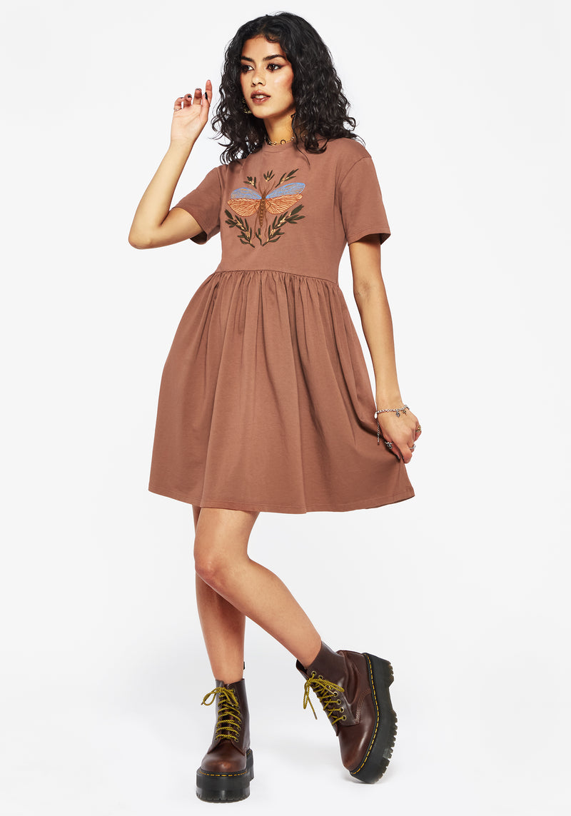 Griffinfly Cotton Embroidered Jersey Mini Skater Dress