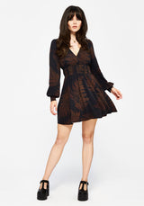 Ruin Fern Printed Mini Dress - Brown