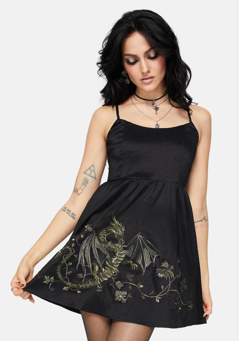 Muse Dragon Embroidery Strapless Mini Dress