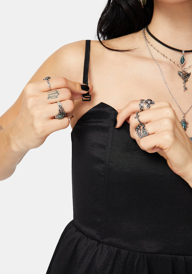 Muse Dragon Embroidery Strapless Mini Dress