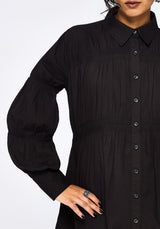 Incantation Cotton Blend Smocked Mini Shirt Dress