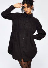Incantation Cotton Blend Smocked Mini Shirt Dress