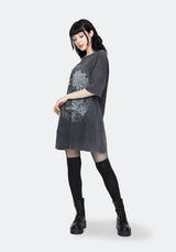 Wicked Toile Dropped Shoulder Cotton Tee Dress