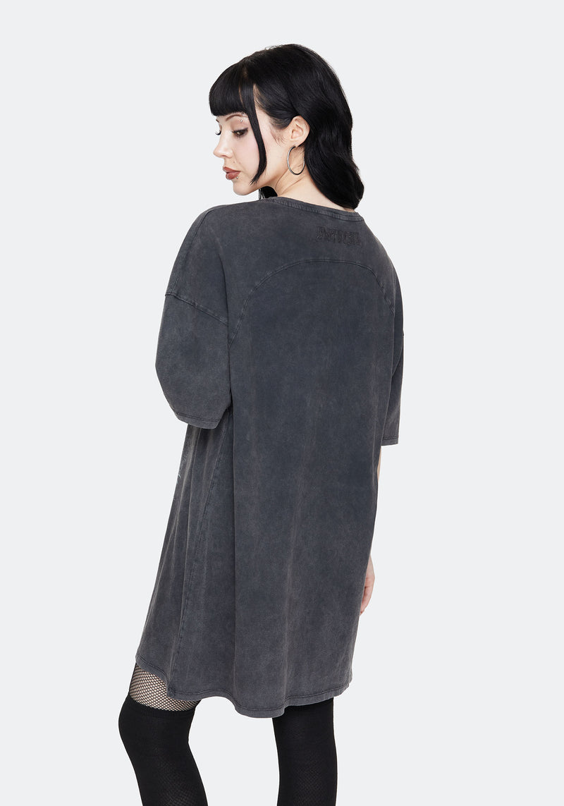 Wicked Toile Dropped Shoulder Cotton Tee Dress