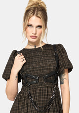 Rhiannon Check Shirred Bodice Midi Dress UK 10