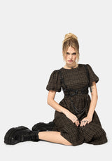 Rhiannon Check Shirred Bodice Midi Dress UK 10