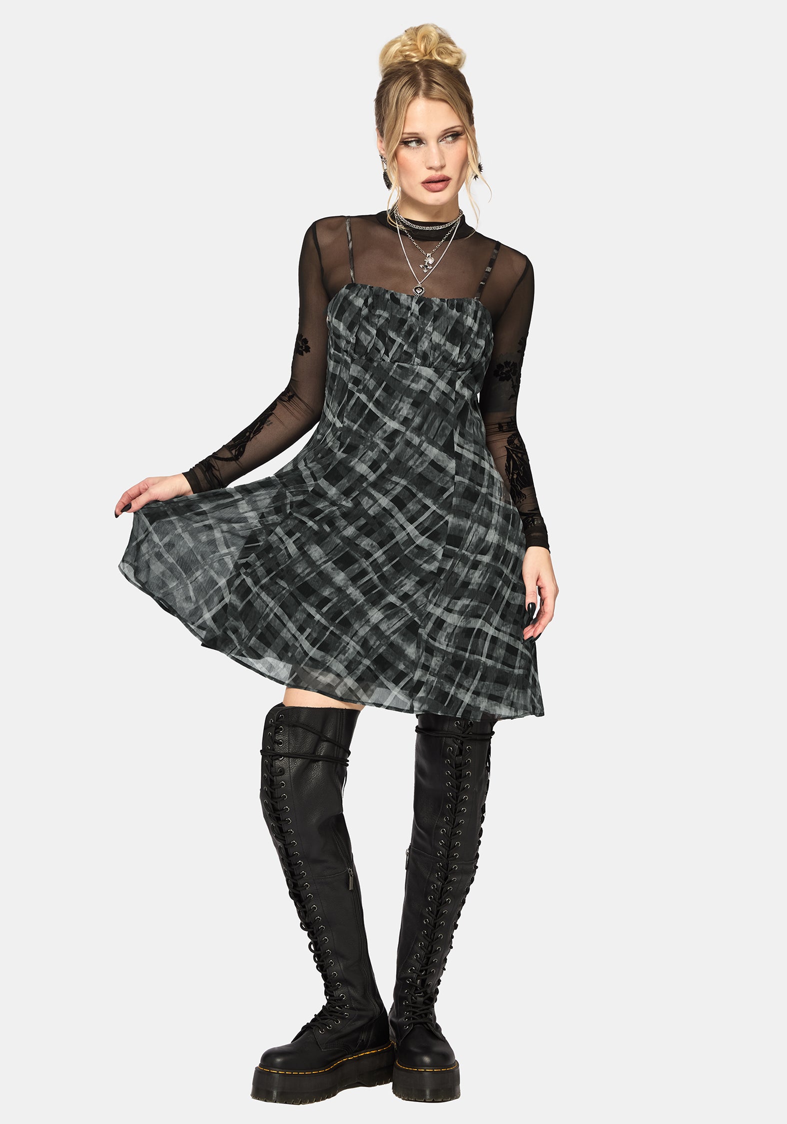 Rhoswen Checked Cami Mini Dress UK 10