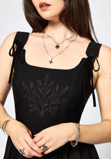 Cybele Embroidered Front Corset Bodice Midi Dress