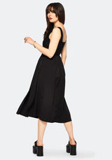 Cybele Embroidered Front Corset Bodice Midi Dress