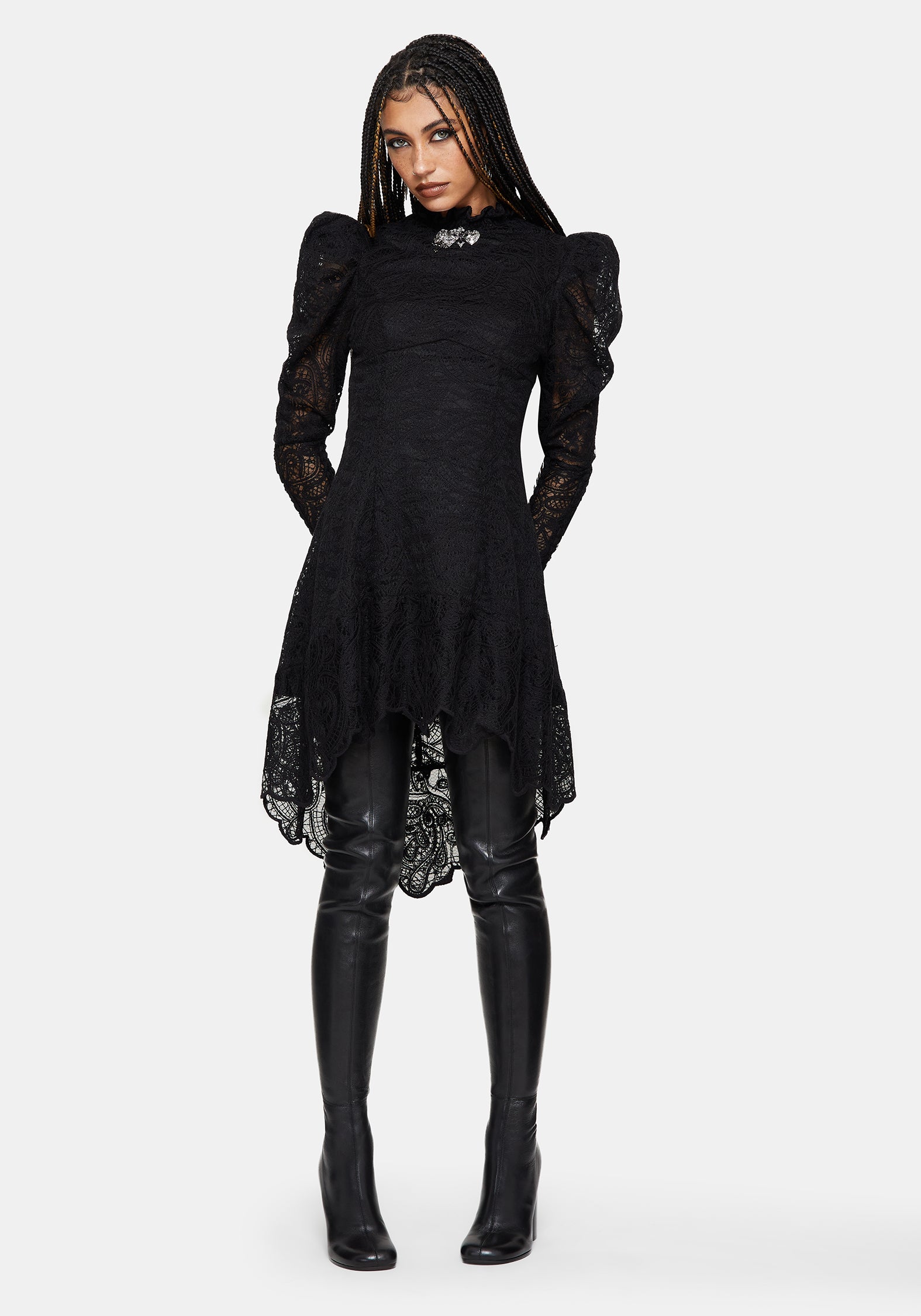 Lyra High Neck Lace Mini Dress