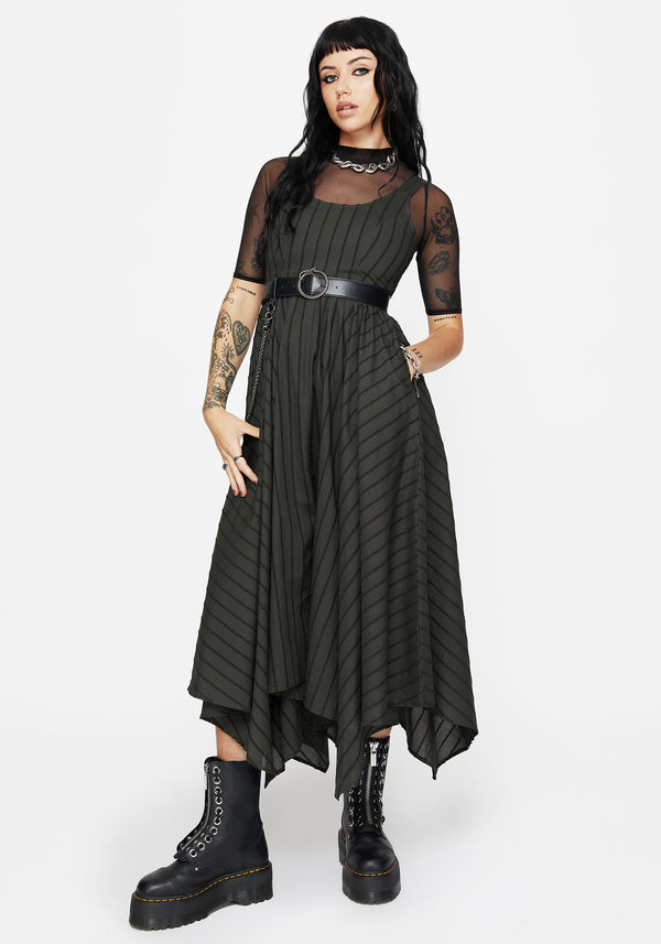 Blythe Cotton Handkerchief Hem Midaxi Dress - Dark Green