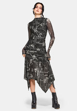 Isolde Medieval Map Mesh Midaxi Dress
