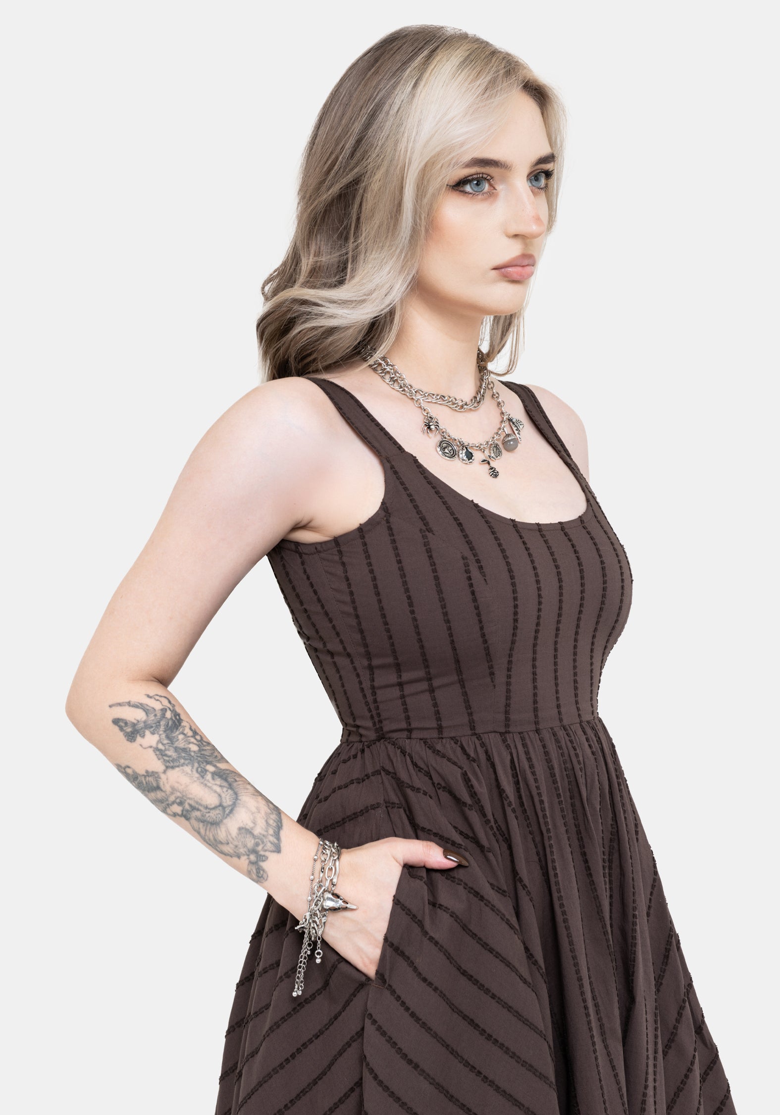 Blythe Handkerchief Hem Midaxi Dress - Brown