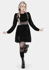 Hexborn Linen-Blend Baba Yaga Embroidered Long Sleeve Mini Dress