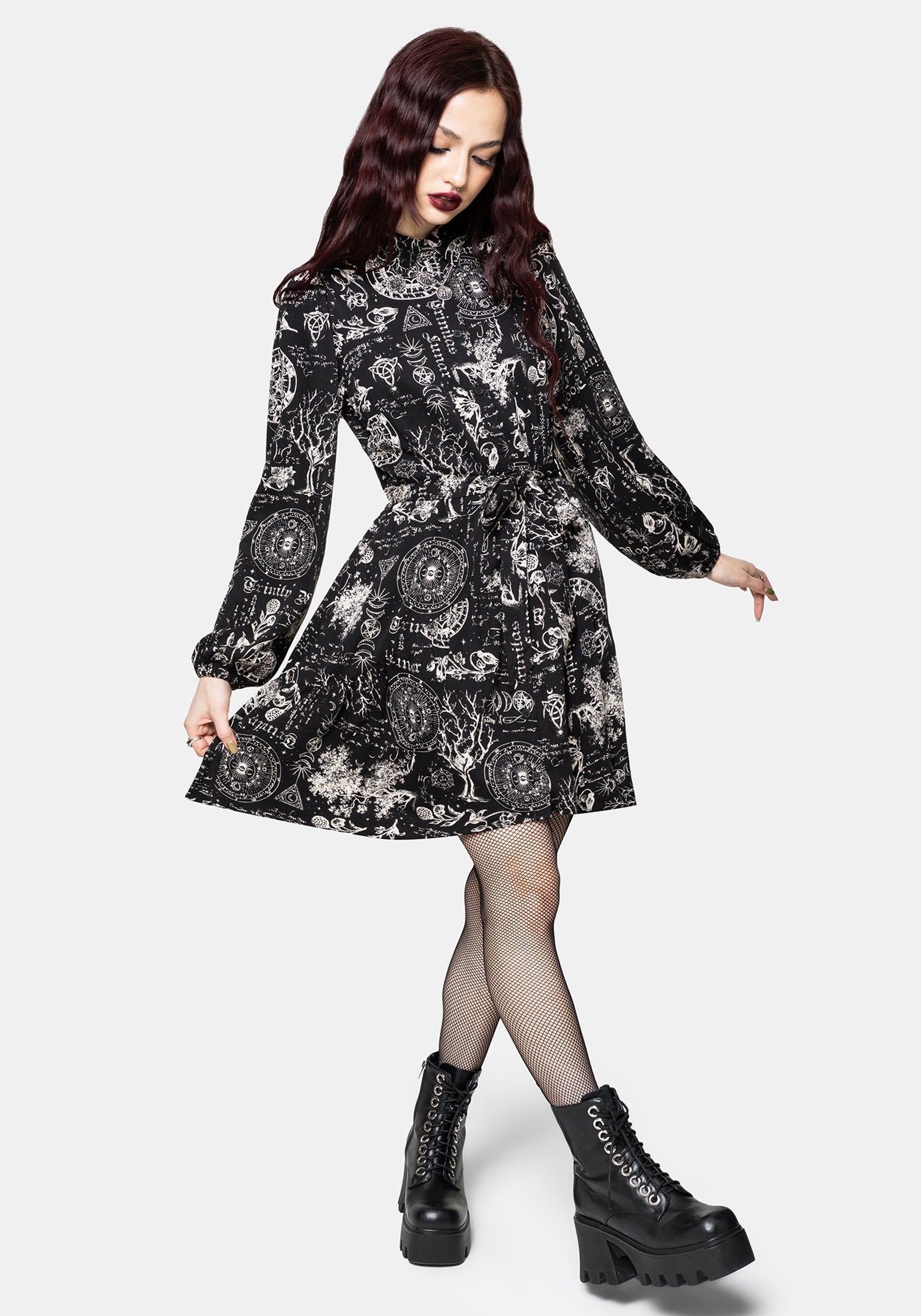 Trinity Moon Tiered Button Up Mini Shirt Dress