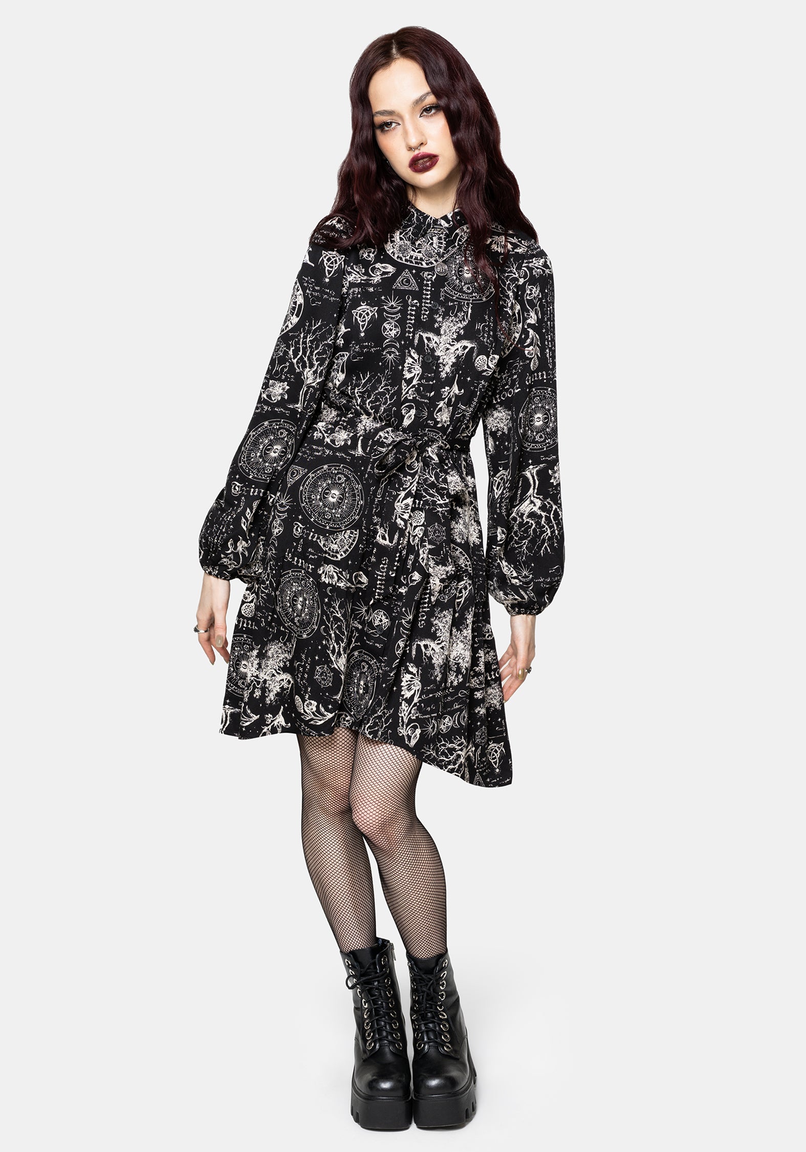 Trinity Moon Tiered Button Up Mini Shirt Dress