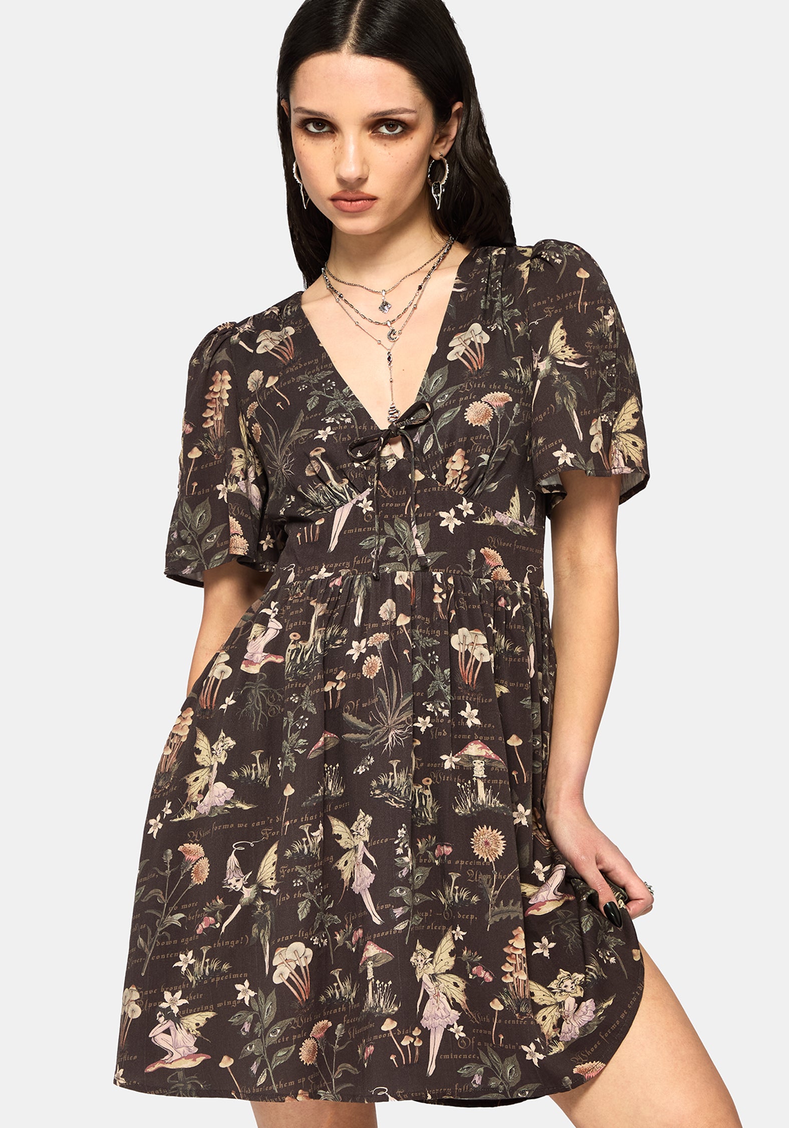 Faela Fairy V-Neck Tie Mini Dress