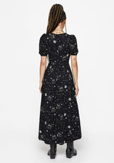 Comet Celestial Printed Puff Sleeve Midaxi Dress