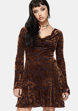 Sienna Devore Cowl Lettuce Hem Mini Dress