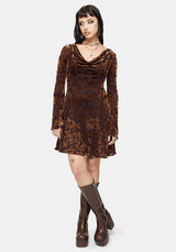 Sienna Devore Cowl Lettuce Hem Mini Dress