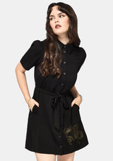 Isara Dragon Embroidered Mini Shirt Dress