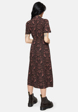 Annabel Inverted Raven Print Midi Shirt Dress
