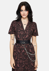Annabel Inverted Raven Print Midi Shirt Dress