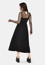 Abundance Cotton Floral Embroidered Bodice Cami Midaxi Dress - Black