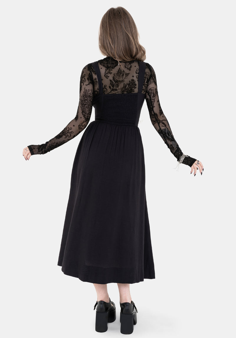 Skye Shirred Back Midaxi Dress - Black