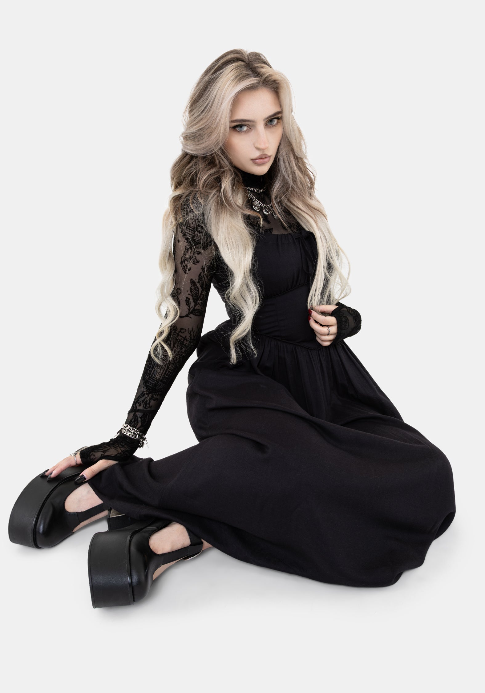 Skye Shirred Back Midaxi Dress - Black