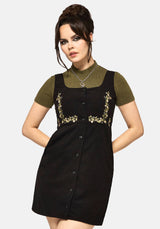 Abundance Embroidered Cord Pinafore Mini Dress