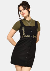 Abundance Embroidered Cord Pinafore Mini Dress