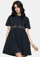 Winter Abundance Embroidered Cotton Mini Skater Dress