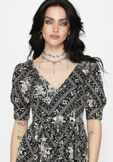 Hexweave Print V Neck Mini Dress