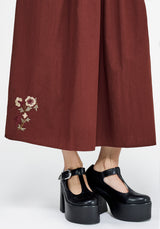 Arianwen Embroidered Puff Sleeve Midaxi Dress - Burgundy