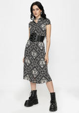 Hexweave Print Fitted Midi Shirt Dress